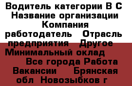 Водитель категории В.С › Название организации ­ Компания-работодатель › Отрасль предприятия ­ Другое › Минимальный оклад ­ 25 000 - Все города Работа » Вакансии   . Брянская обл.,Новозыбков г.